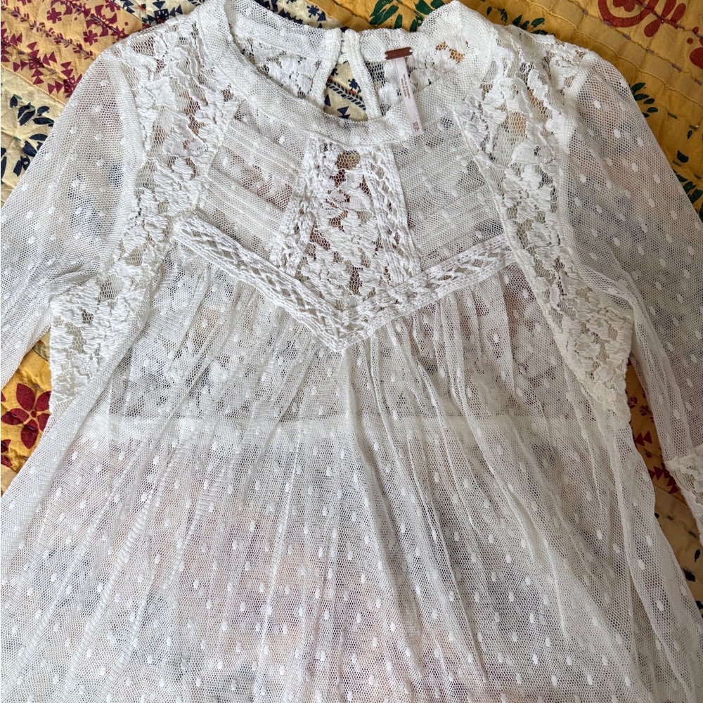 Free People White Lace Blouse